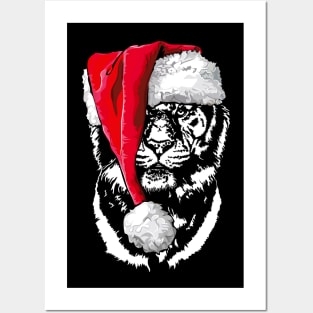 Santa Tiger Portrait Wild Christmas Animal lovers Zoo Keeper gift Posters and Art